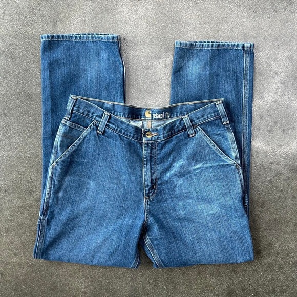 Vintage Y2K carhartt dark wash carpenter men's size 38 x 31 denim jeans - Picture 4 of 5